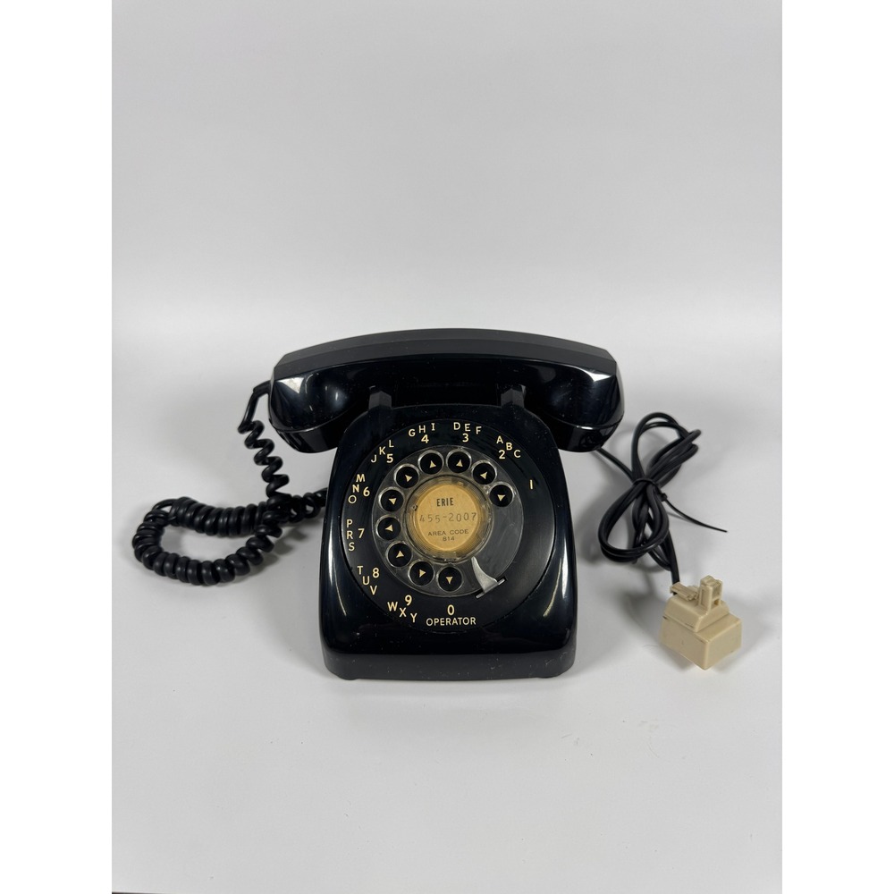 Vintage Automatic Electric Black Rotary Dial Telephone Erie PA 814 Decor